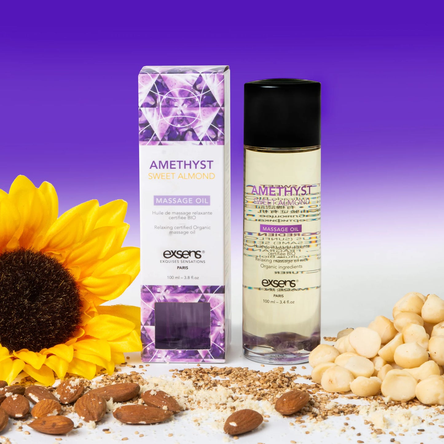 Exsens Amethyst Sweet Almond Organic Sensual Body & Massage Oil