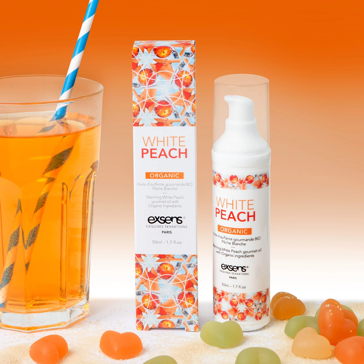 Exsens White Peach Warming Gourmet Intieme Massageolie